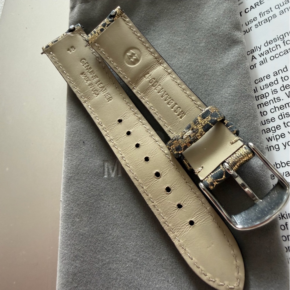 Michele Black and Gold Lace Leather Watch Strap - 18mm - Picture 13 of 16